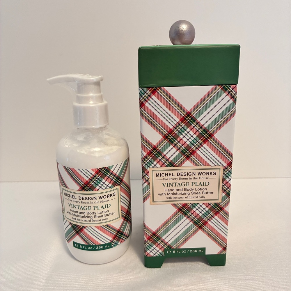 Michel Design Works Vintage Plaid Hand and Body Lotion Frosted Holly New in Box